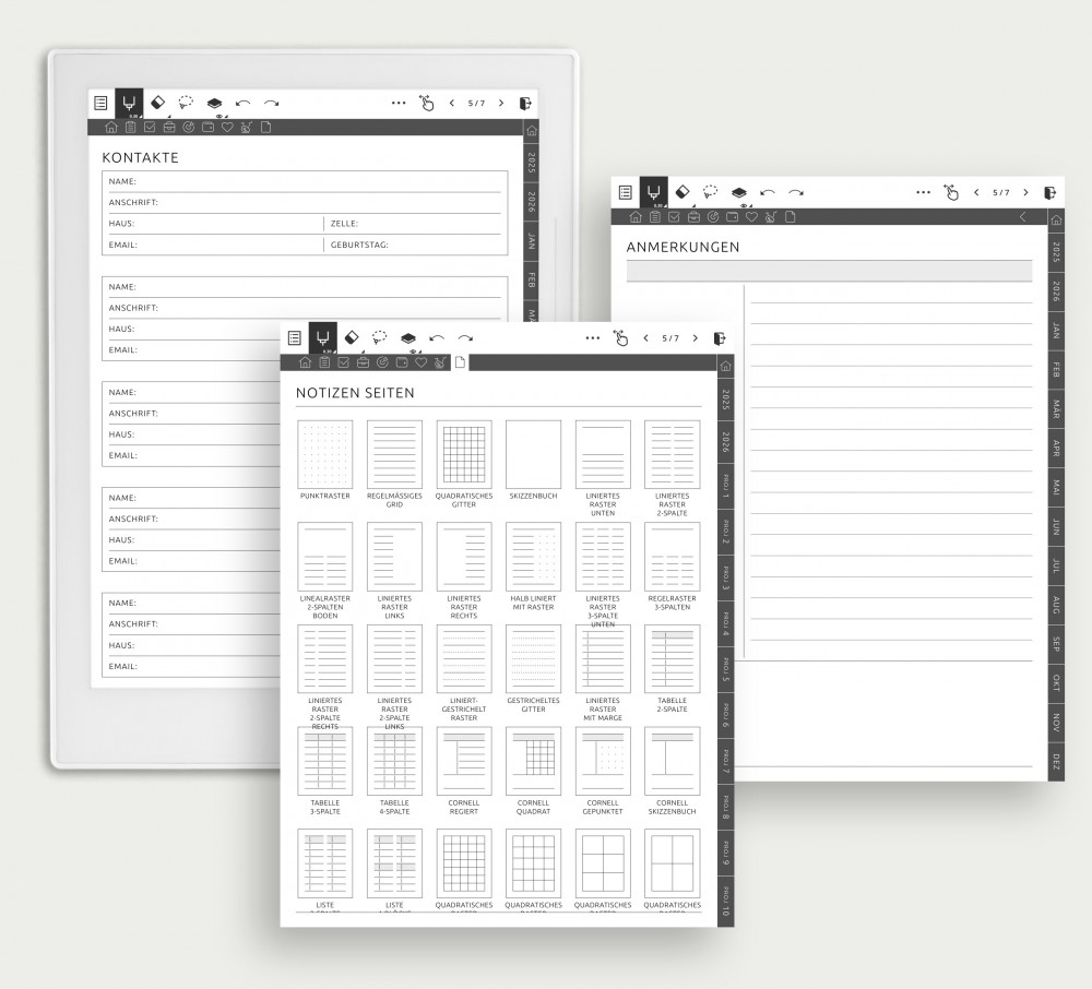 Passen Sie Ihre Notizen mit unseren vielseitigen Vorlagen an for Supernote Planner Passen Sie Ihre Notizen mit unseren vielseitigen Vorlagen an Template for Supernote