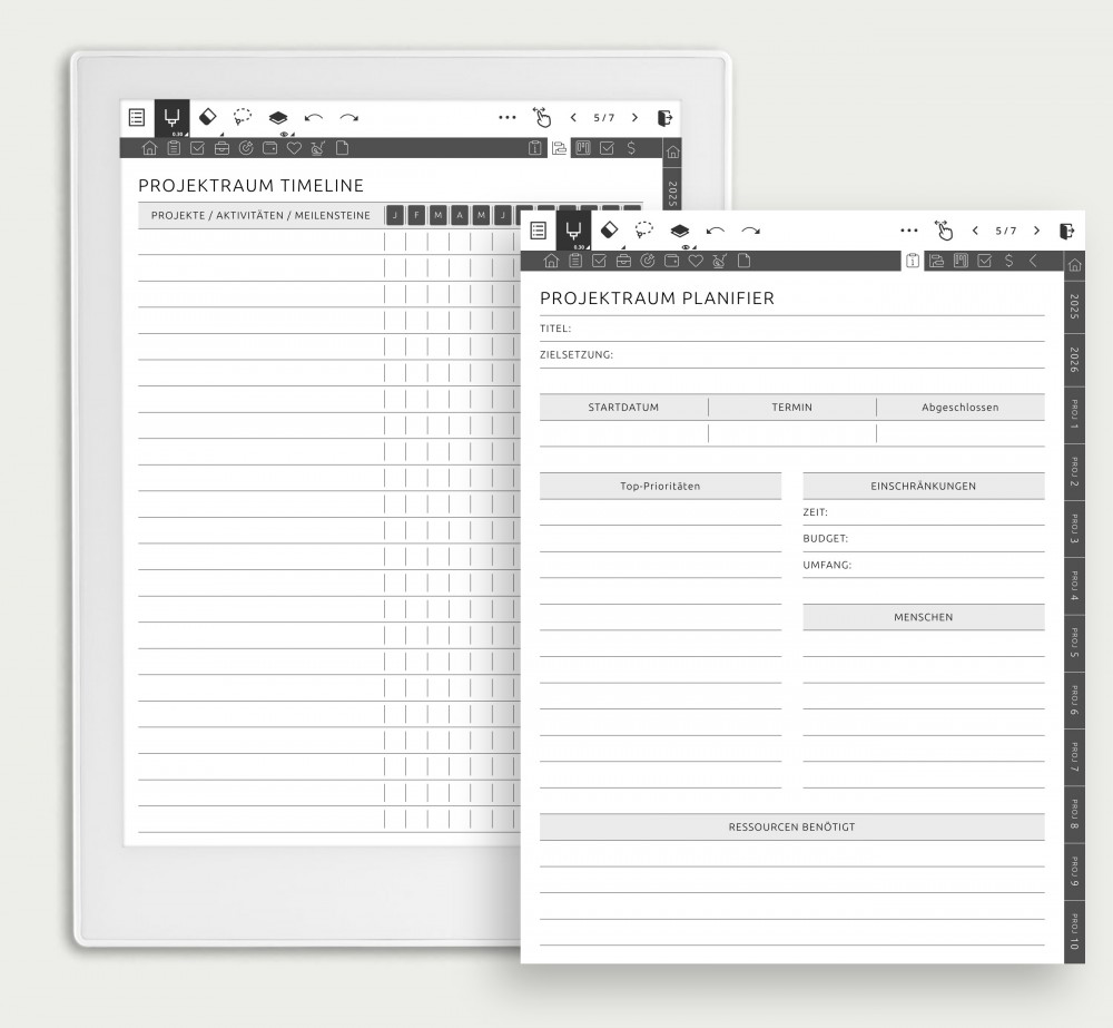 Nahtlose Verwaltung von 10 Projekten for Supernote Planner Nahtlose Verwaltung von 10 Projekten Template for Supernote