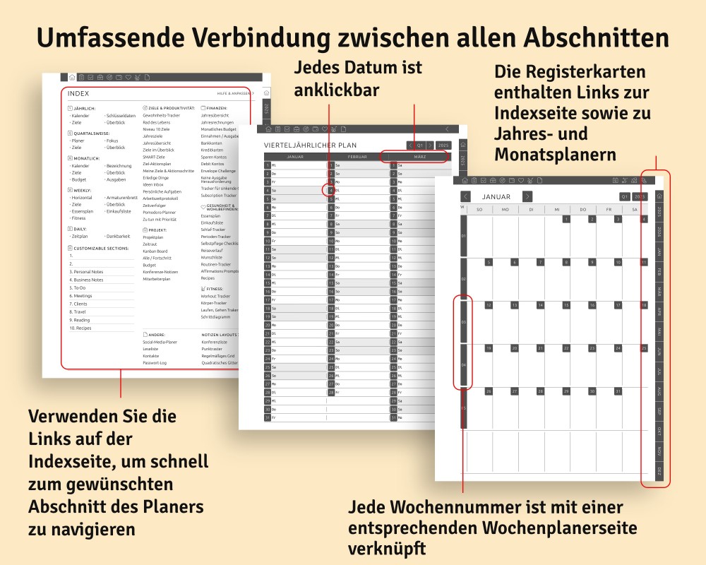 Nahtlose Navigation: Erleben Sie Hyperlink-Organisation for Supernote Planner Nahtlose Navigation: Erleben Sie Hyperlink-Organisation Template for Supernote