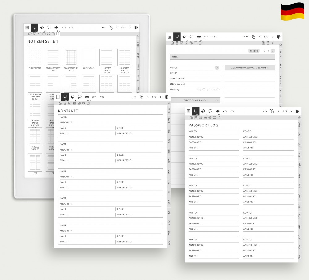 🌐 Extras – organisiert bis ins Detail for Supernote Planner 🌐 Extras – organisiert bis ins Detail Template for Supernote