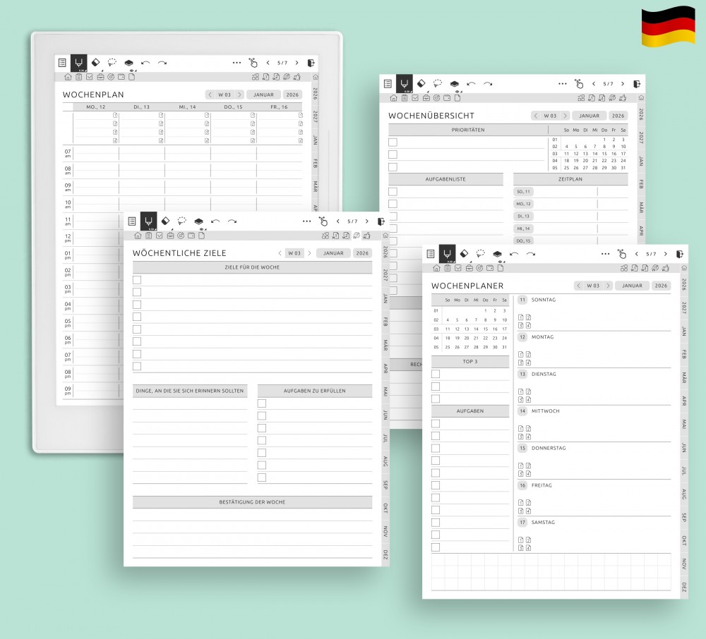 📅 Planen Sie Ihre Woche mit Präzision for Supernote Planner 📅 Planen Sie Ihre Woche mit Präzision Template for Supernote