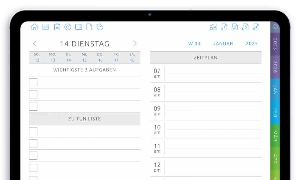 Cool Digital Daily Planner in Dark Theme