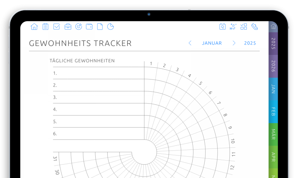 Cool Digital Productivity Planner in Dark Theme