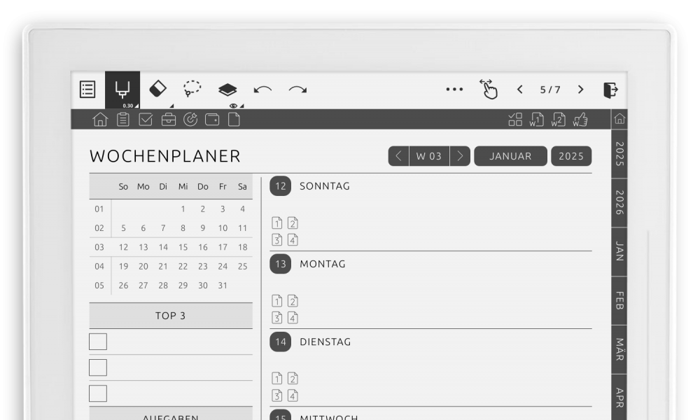 Weekly Planner for Supernote