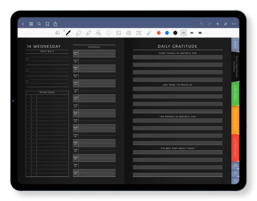 Good 90-Day Gratitude Digital Journal in Dark Theme