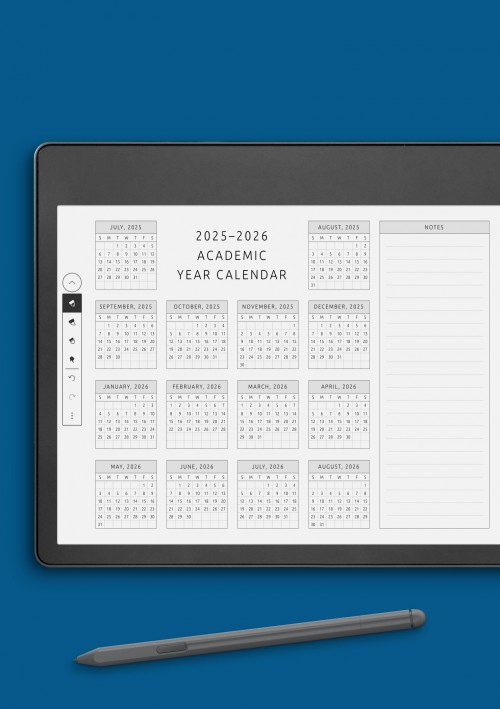 Amazon Kindle Academic Year Calendar Template