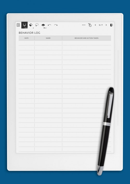 Supernote A5X Behavior Log Template