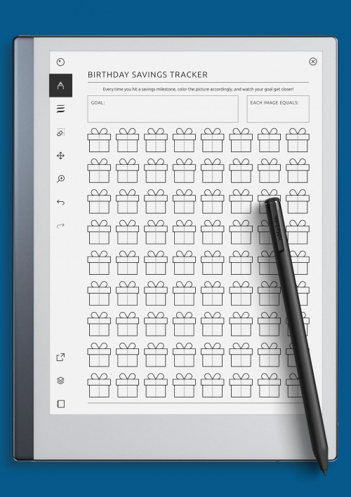 Birthday Savings Tracker for reMarkable