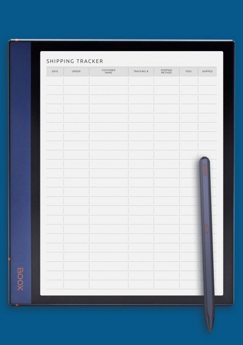 BOOX Note Blank Shipping Tracker Template