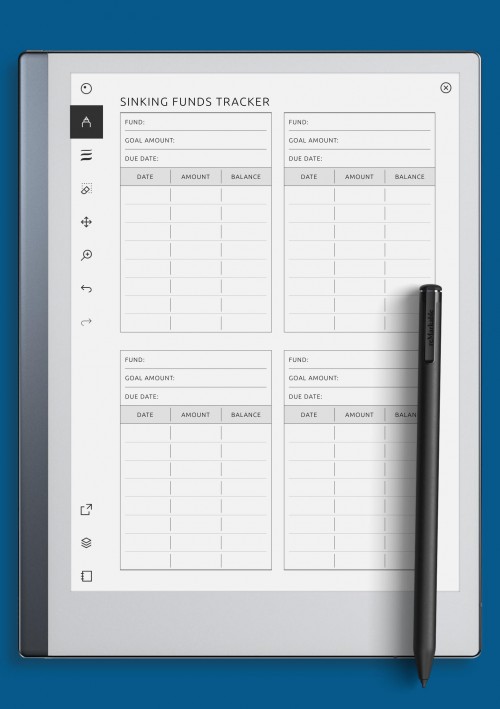 reMarkable Blank Sinking Funds Tracker Template