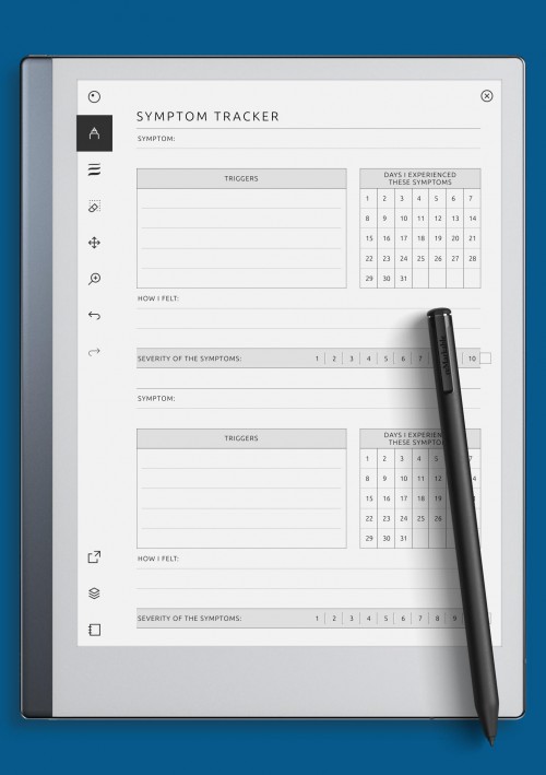 reMarkable Blank Symptom Tracker Template