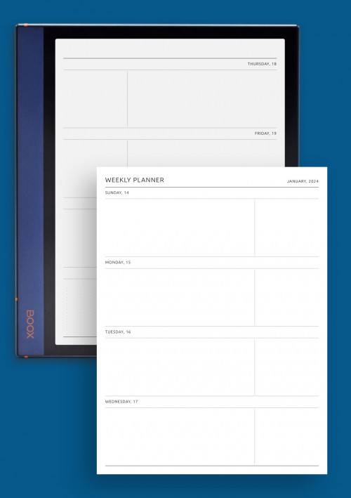 BOOX Note Blank Weekly Calendar Template