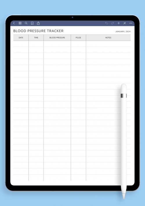 Blood Pressure Tracker - Original Style for GoodNotes