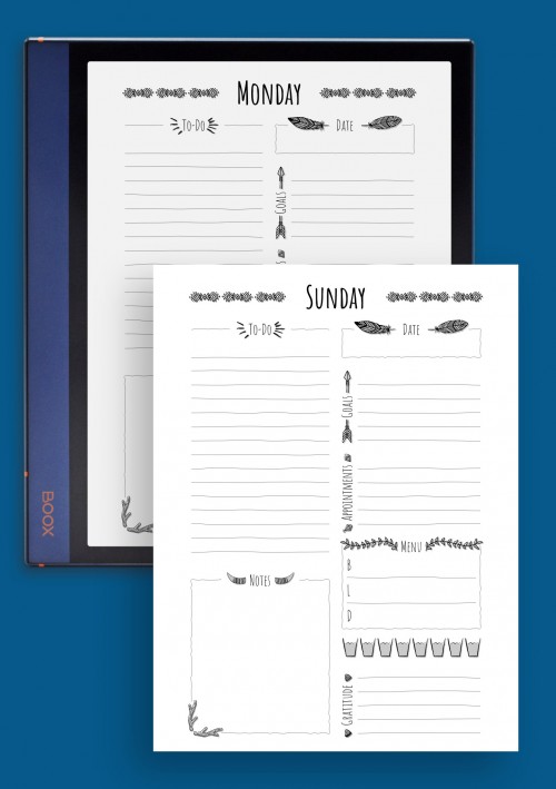 Boho Style Weekly Planner Template for BOOX Note