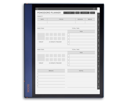 BOOX Note Pomodoro Planner