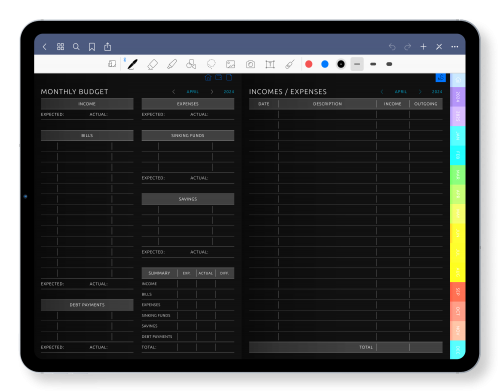 Budget Planner - Digital Planner Template PDF for iPad: GoodNotes, Notability