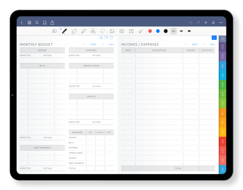 Budget Planner - Digital Planner Template PDF for iPad: GoodNotes, Notability