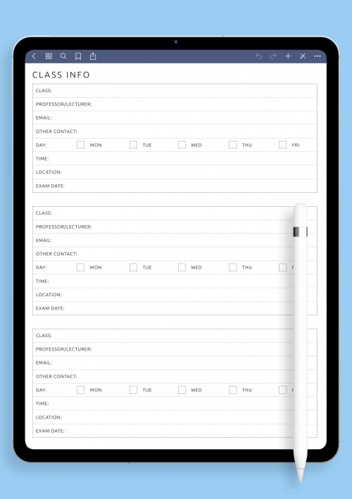 Class Info Template Notability