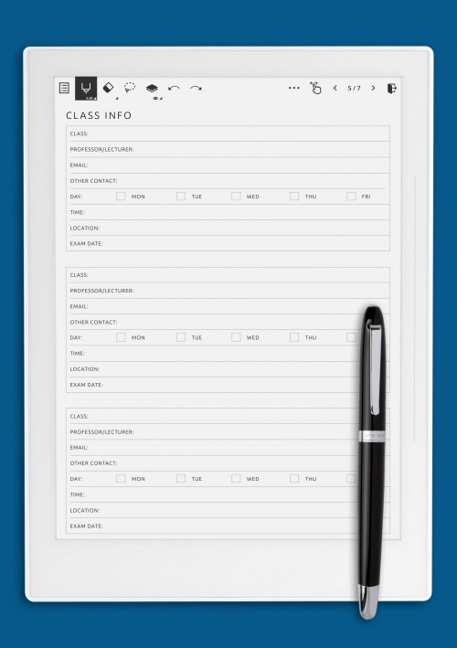 Class Info Template for Supernote