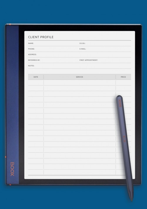 Client Profile Template for BOOX Note