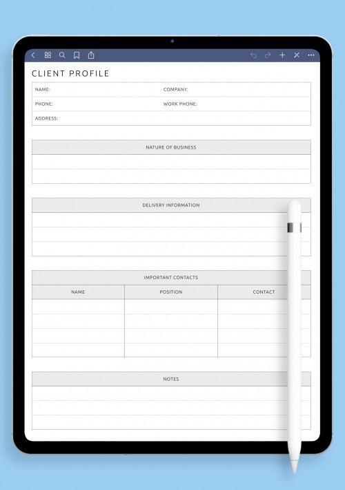 Notability Client Profile Template