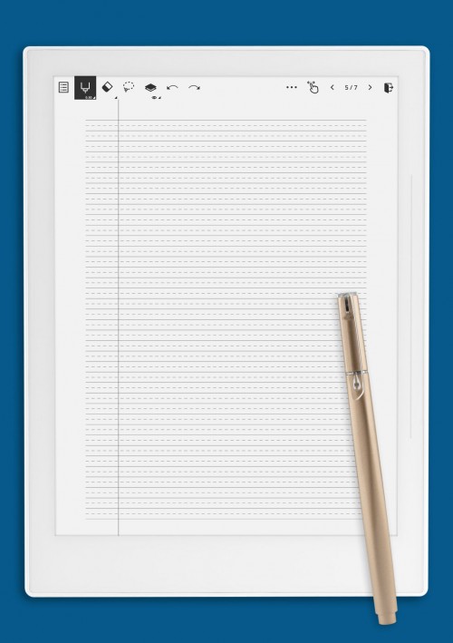 College Ruled with dashed center guide line - lines template for Supernote