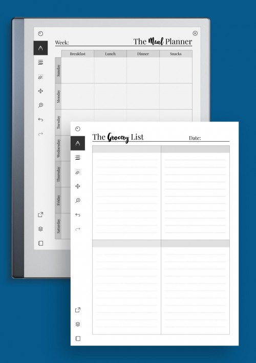reMarkable Weekly Meal Plan Template With Grocery List