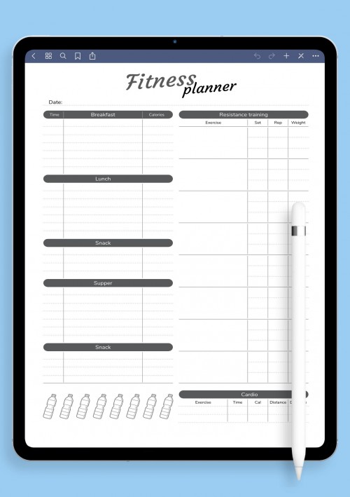 Complex fitness template for GoodNotes