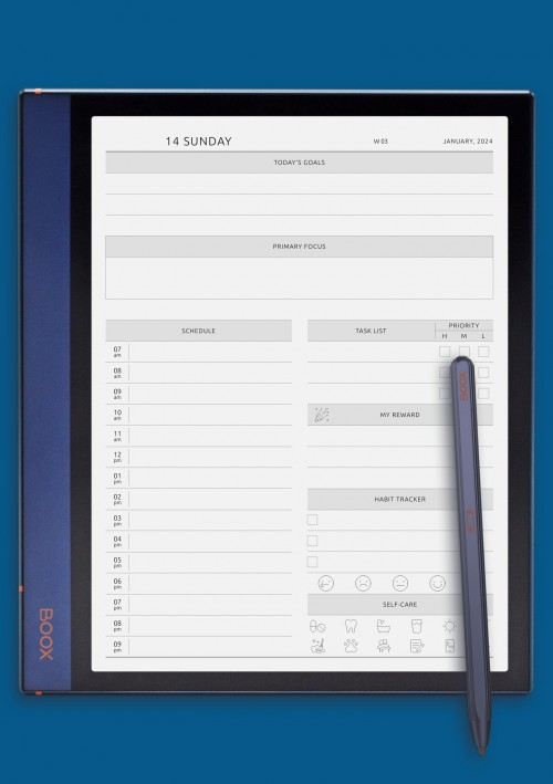 Daily ADHL Goals Template for BOOX Note