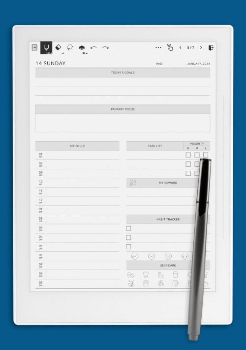 Daily ADHL Goals template for Supernote