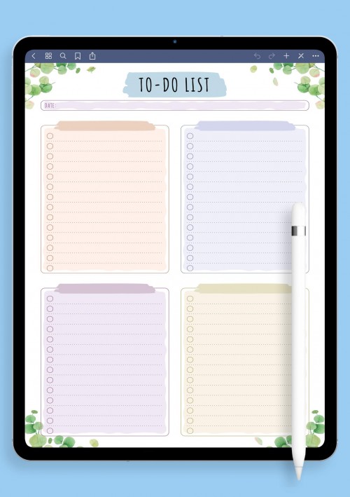 Daily To Do List - Floral Style for GoodNotes