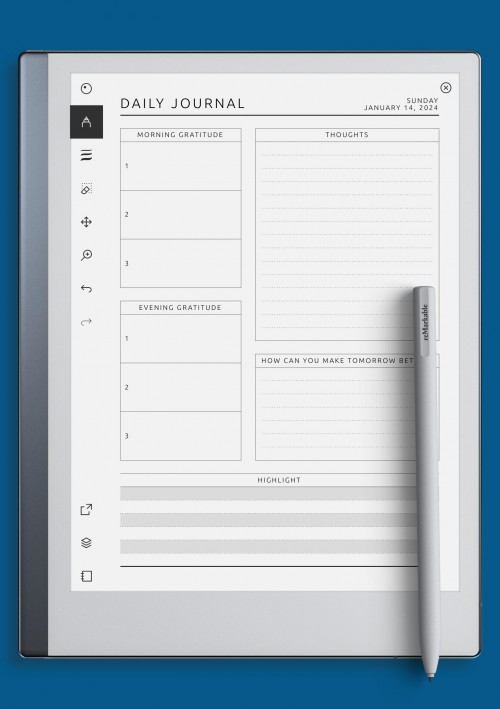 reMarkable Daily Wellness Journal Template