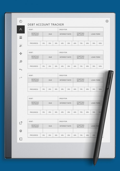 Debt Account Tracker for reMarkable 