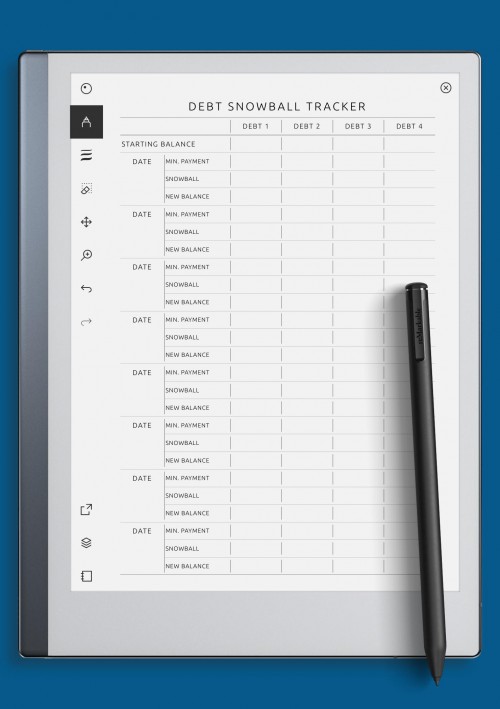 reMarkable Debt Snowball Tracker Template