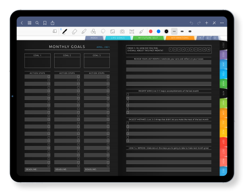 Best Digital Goal Planner (Dark)