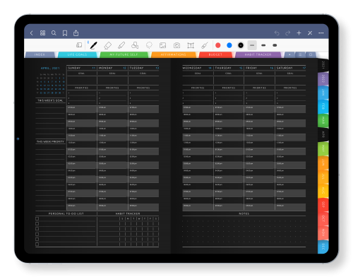 Cool Digital Life Planner in Dark Theme