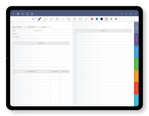 GoodNotes Meeting Book with Sections