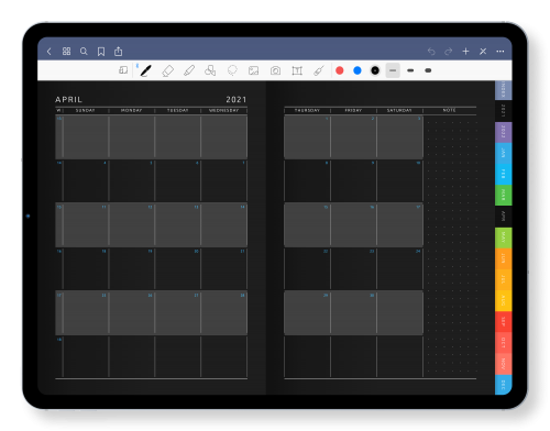 Best Digital Monthly Planner in Dark Theme