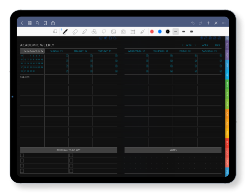 Digital Teacher Planner [Dark] for iPad and Android