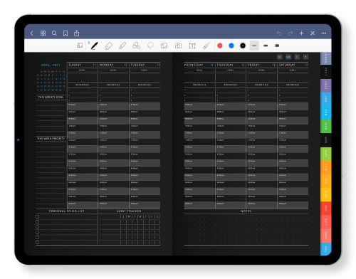 Best GoodNotes Weekly Planner in Dark Theme