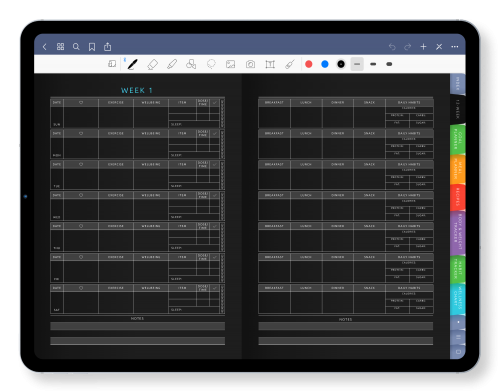 Best GoodNotes Workout Planner [Dark]