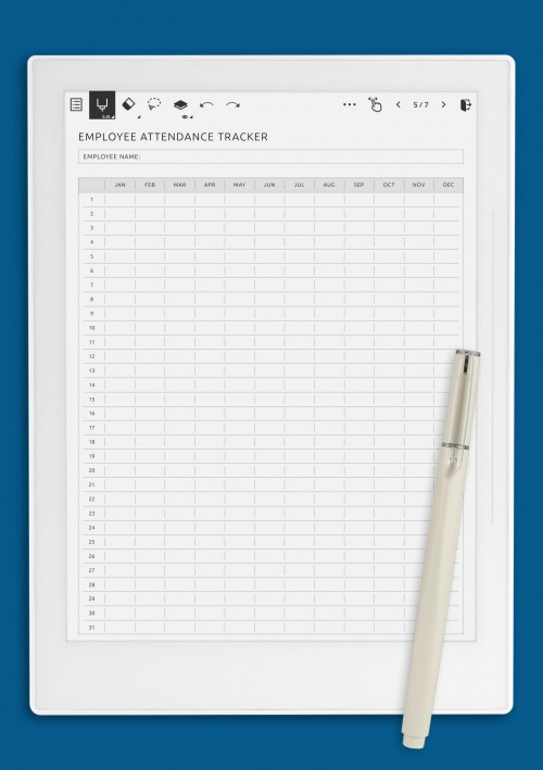 Supernote Employee Attendance Tracker Template