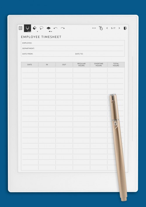 Supernote A6X Employee Timesheet Template