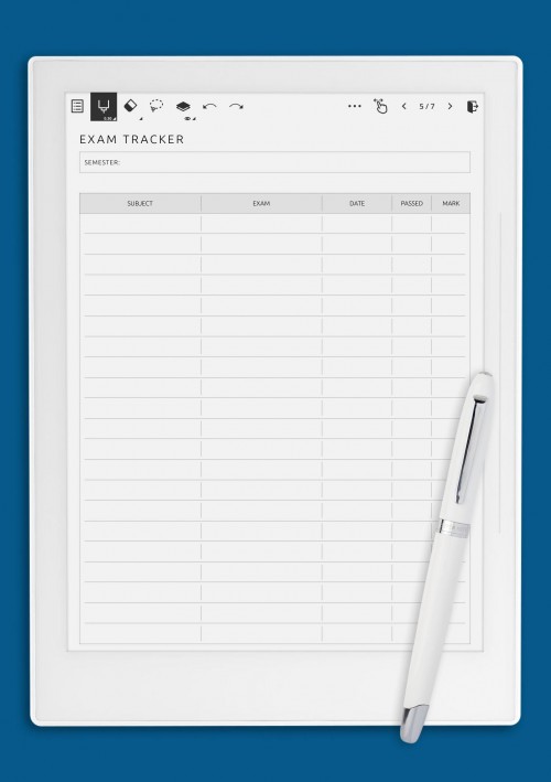 Supernote A5X Exam Tracker Template