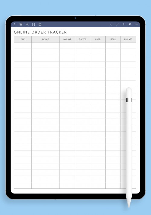 Extended Online Order Tracker Template for iPad Pro