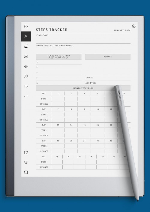 reMarkable Extended Steps Tracker Template