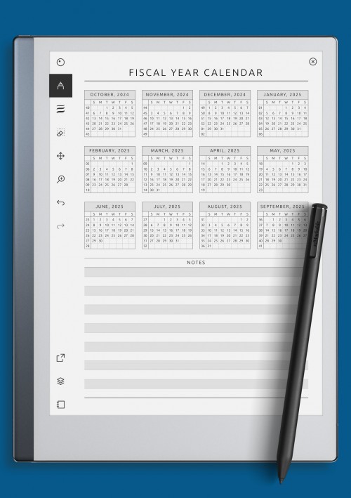 reMarkable Fiscal Year Calendar Template