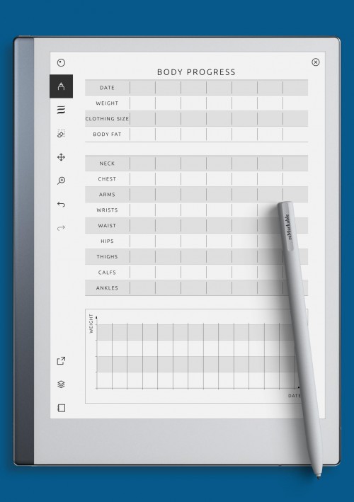 reMarkable Fitness Body Progress Template