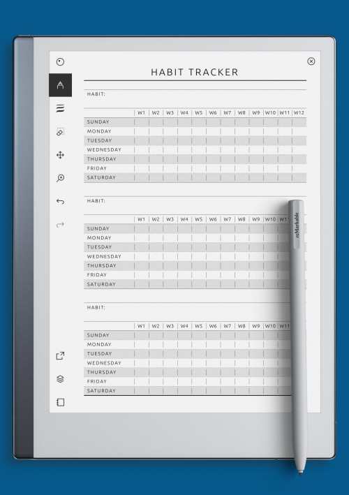 reMarkable Fitness Habit Tracker Template