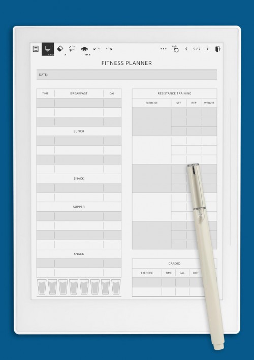 Supernote A5X Fitness Planner Template